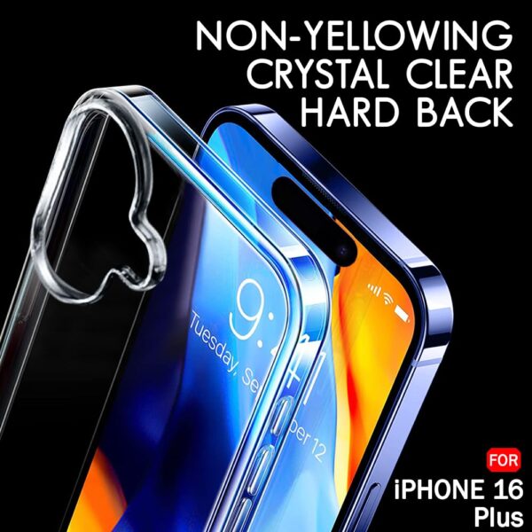Ultra-Hybrid Crystal Clear Back Case Cover for iPhone 16 Plus | Shockproof Design | Camera Protection Bump | Hard Clear Back | Bumper Case Cover for iPhone 16 Plus (Transparent) - Image 4
